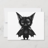 Halloween Grumpy Black Kitten in BBat Costume Save The Date (Achterkant)