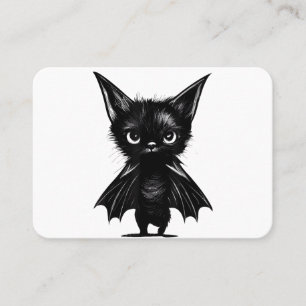 Halloween Grumpy Black Kitten in BBat Costume Visitekaartje