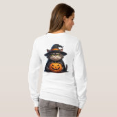Halloween Grumpy Kat met Pompoenlantaarn 🎃 T-shirt (Achterkant volledig)