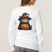 Halloween Grumpy Kat met Pompoenlantaarn 🎃 T-shirt (Achterkant)
