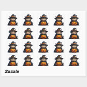 Halloween Grumpy Kat met Pompoenlantaarn 🎃 Vierkante Sticker (Vel)