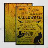 Halloween Grungy Blood Crazy Party Invitation Kaart (Voorkant / Achterkant)