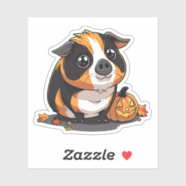 Halloween Guinea Pig met Jack-o-Lantern Sticker