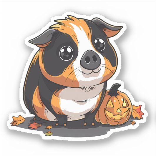 Halloween Guinea Pig met Jack-o-Lantern Sticker (Voorkant)