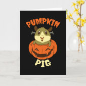Halloween Guinee Pig Pumpkin Kaart (Gele Bloem)