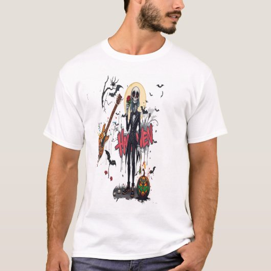 halloween guitar graffiti art anime cool family  t-shirt (Voorkant)