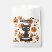 Halloween-gunsttas - Schattigee zwarte kat geperso Bedankzakje (Voorkant)