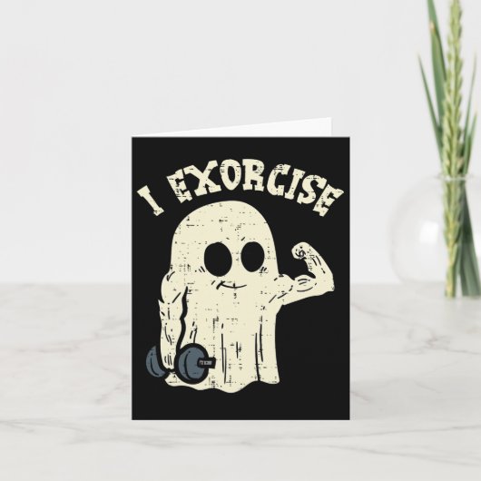 Halloween Gym Ghost Ik Exorcise Fun Workout Kostuu Kaart (Voorkant)