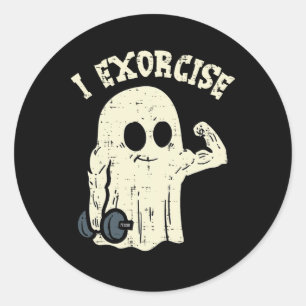 Halloween Gym Ghost Ik Exorcise Fun Workout Kostuu Ronde Sticker