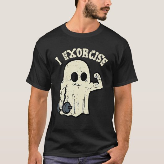 Halloween Gym Ghost Ik Exorcise Fun Workout Kostuu T-shirt (Voorkant)