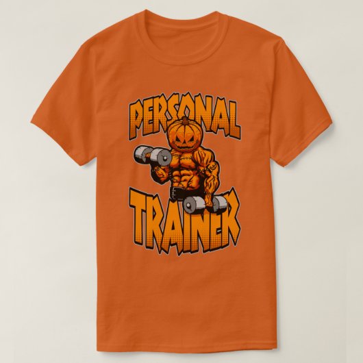 Halloween Gym Personal Trainer Pompoen Dumbbell Fi T-shirt (Design voorkant)