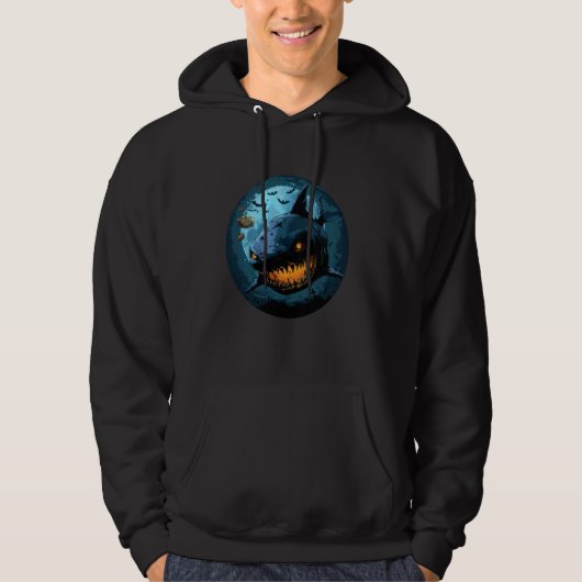 Halloween haaienkostuum voor volwassenen en Kinder Hoodie (Voorkant)
