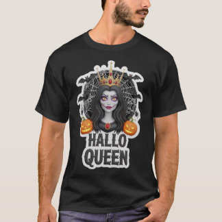 Halloween Hallo Koningin met vleermuizen en pompoe T-shirt