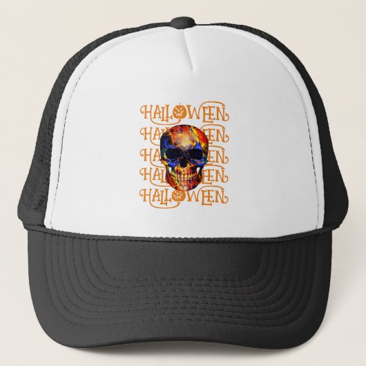 HALLOWEEN HALLOWEEN ABSTRACTE schedel Trucker Pet (Voorkant)