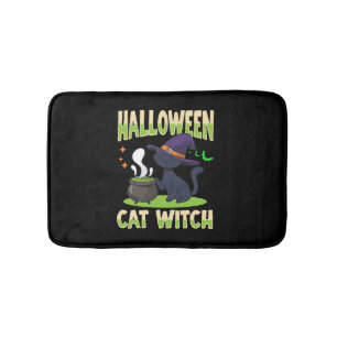 Halloween Halloween Cat Witch Badmat