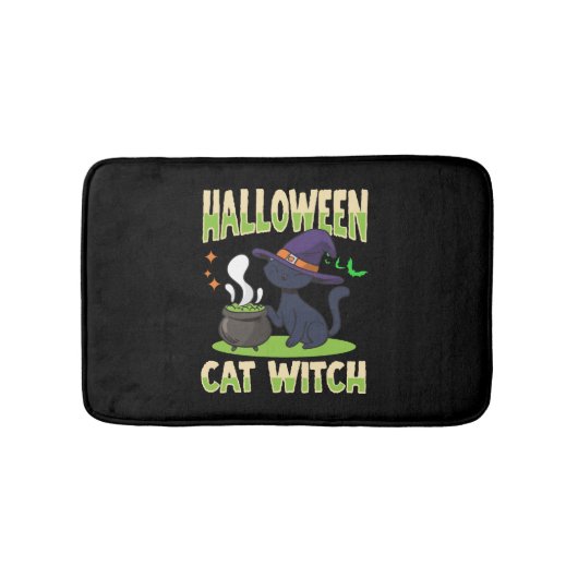 Halloween Halloween Cat Witch Badmat (Voorkant)