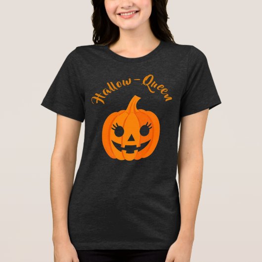 Halloween Halloween Hallow-Queen Jack-O-Lantern Cu Tri-Blend Shirt (Voorkant)