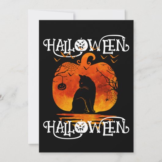 HALLOWEEN HALLOWEEN KAT ZWARTE POMPOEN KAART (Voorkant)