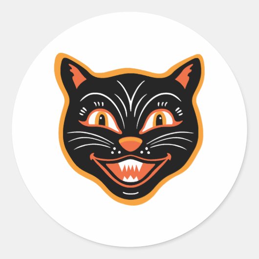 Halloween Halloween Vintage Zwarte Kat Sticker (Voorkant)