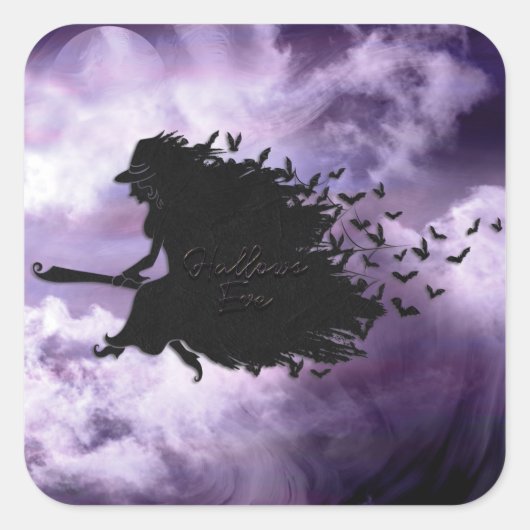 Halloween - Hallows Eve Witch Vierkante Sticker (Voorkant)