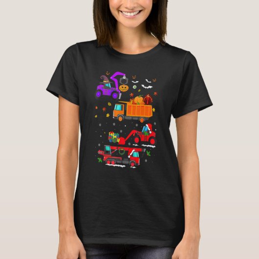 Halloween Hallowthanksmas Construction Vehicle Cra T-shirt (Voorkant)
