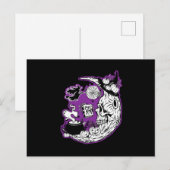 Halloween halve maan heksenschedel briefkaart (Voorkant / Achterkant)