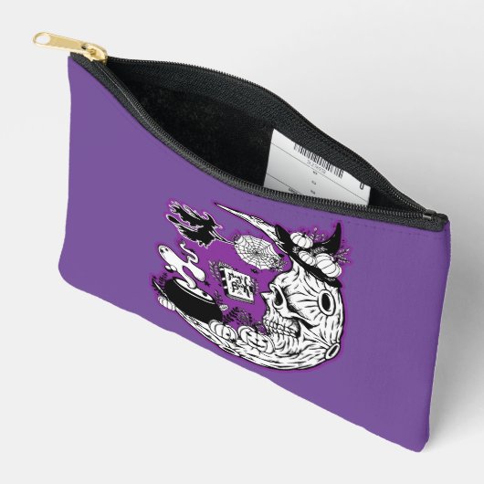 Halloween halve maan heksenschedel etui (Open)