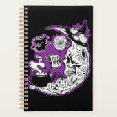 Halloween halve maan heksenschedel planner (Voorkant)