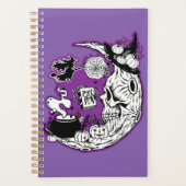 Halloween halve maan heksenschedel planner (Voorkant)