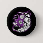 Halloween halve maan heksenschedel ronde button 5,7 cm (Voorkant)