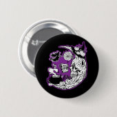 Halloween halve maan heksenschedel ronde button 5,7 cm (Voorkant /achterkant)
