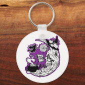 Halloween halve maan heksenschedel sleutelhanger (Voorkant)