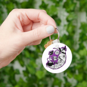 Halloween halve maan heksenschedel sleutelhanger