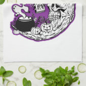 Halloween halve maan heksenschedel theedoek (Gevouwen)