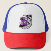 Halloween halve maan heksenschedel trucker pet (Voorkant)