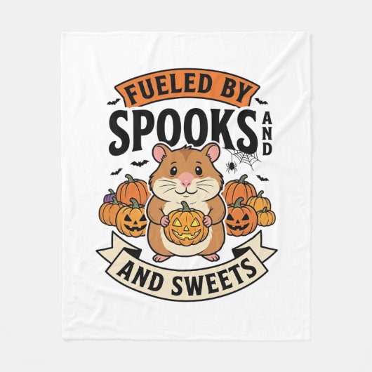 Halloween Hamster Aangedreven Door Spoken Grappig Fleece Deken (Voorkant)