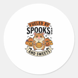 Halloween Hamster Aangedreven Door Spoken Grappig Ronde Sticker