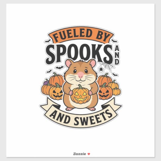 Halloween Hamster Aangedreven Door Spoken Grappig Sticker (Vel)