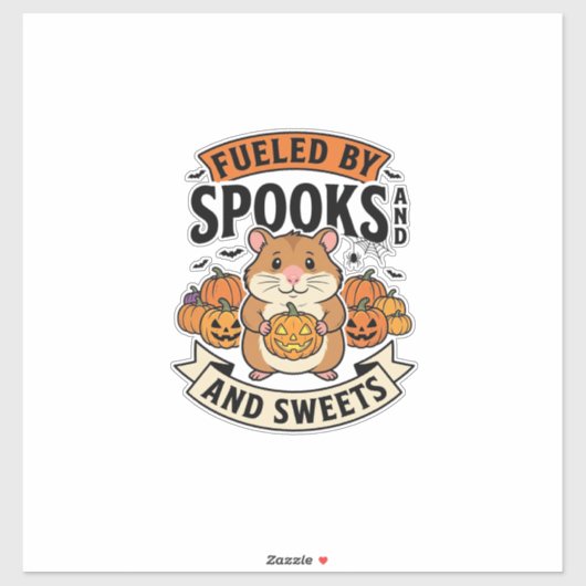 Halloween Hamster Aangedreven Door Spoken Grappig Sticker (Vel)
