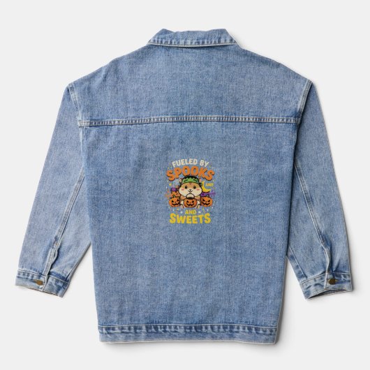 Halloween Hamster Fueled By Spooks And Sweets_1 Denim Jacket (Achterkant)