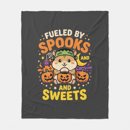 Halloween Hamster Fueled By Spooks And Sweets_1 Fleece Deken (Voorkant)