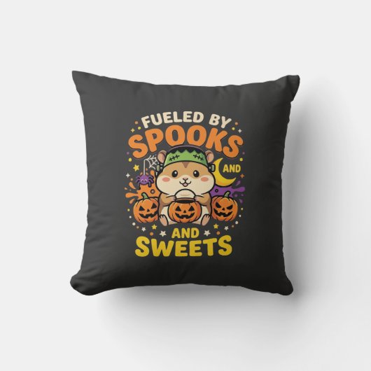 Halloween Hamster Fueled By Spooks And Sweets_1 Kussen (Voorkant)