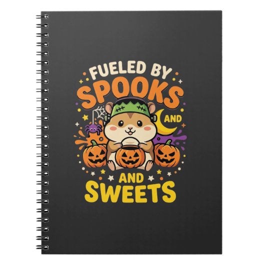 Halloween Hamster Fueled By Spooks And Sweets_1 Notitieboek (Voorkant)