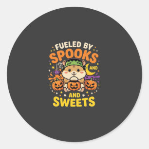 Halloween Hamster Fueled By Spooks And Sweets_1 Ronde Sticker