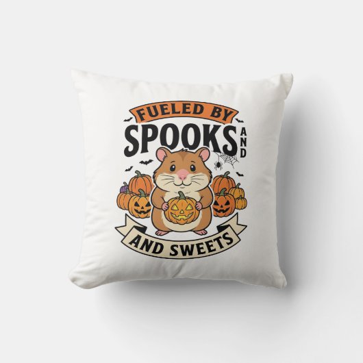 Halloween Hamster Gevoed Door Spoken Grappig Schat Kussen (Voorkant)