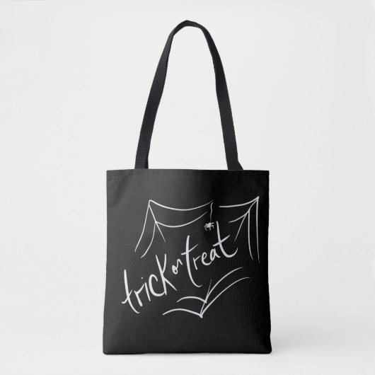 Halloween Hand Drawn Trick or treat Black Tote Bag (Voorkant)