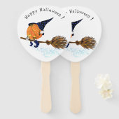 Halloween Hand Fan Witch Pumpkin-vliegkamer Handwaaier (Voorkant en achterkant)