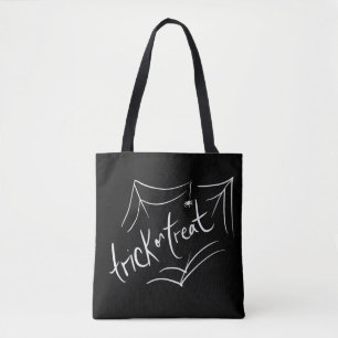 Halloween Hand Getekende Trick or Treat Zwart Tote Bag