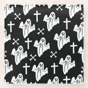 Halloween Hand getrokken patroon achtergrond Glazen Onderzetter