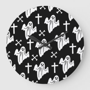 Halloween Hand getrokken patroon achtergrond Grote Klok